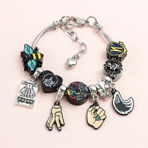 Silver Plated Wednesday Theme Series Addams Family Charm Bracelet